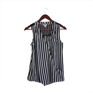 Candies Black White Stripe Lace Short Sleeve Top